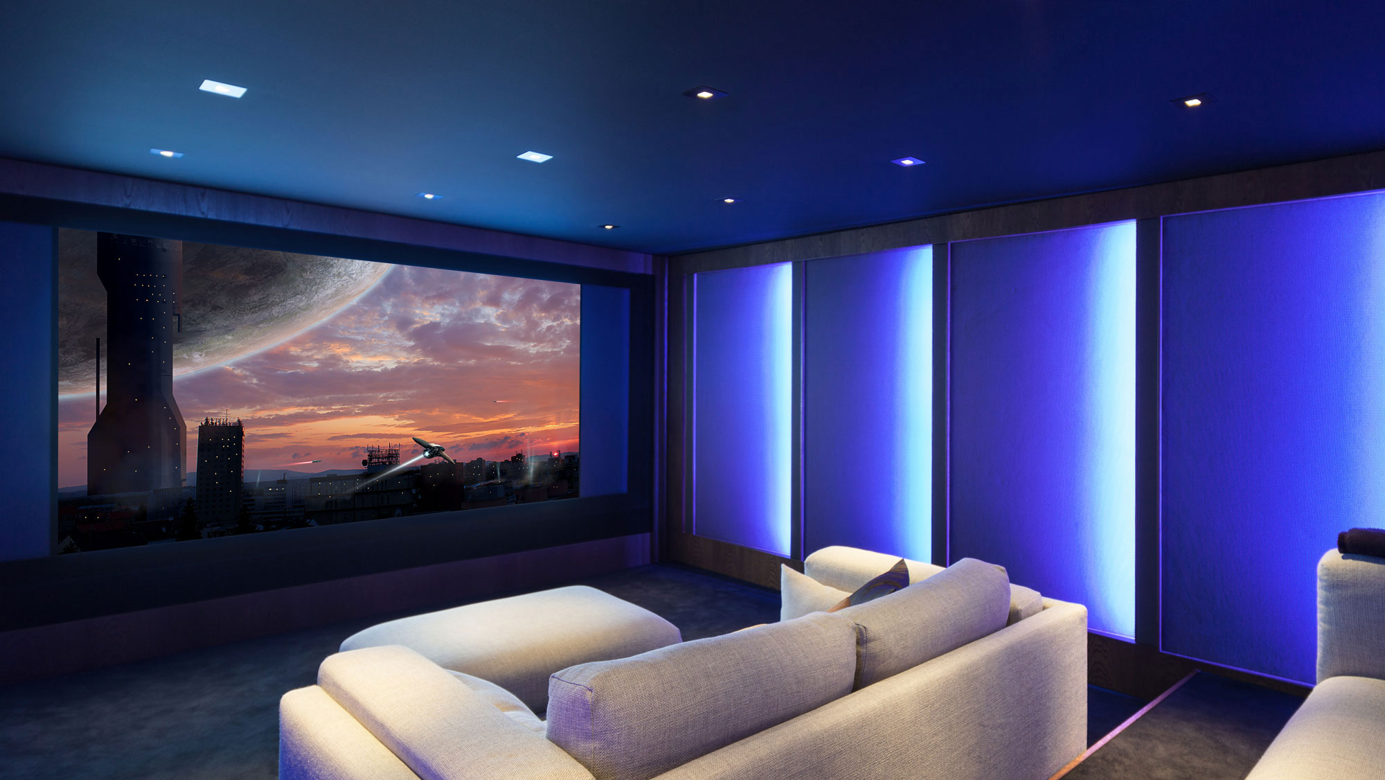 Home theater with Digital Projection projector