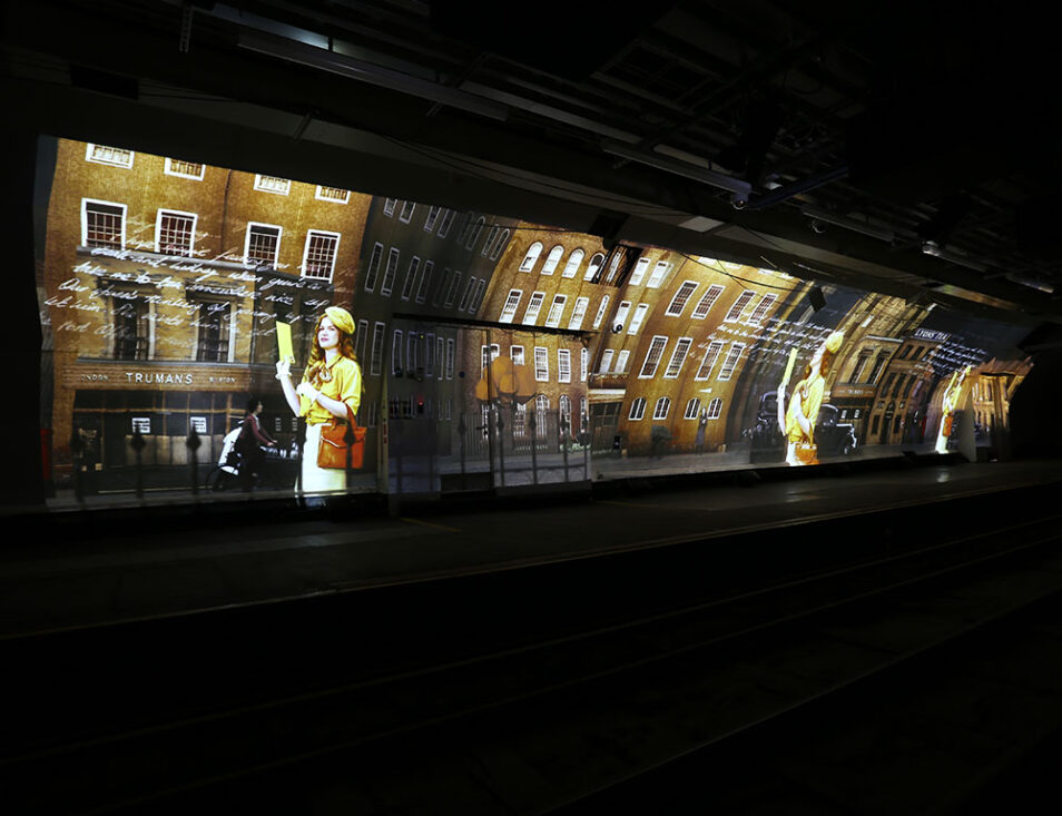 Projection at the mail rail exhibition