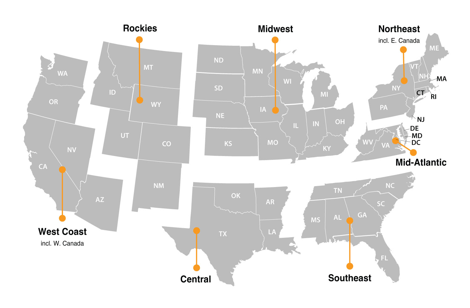 Digital Projection area sales map