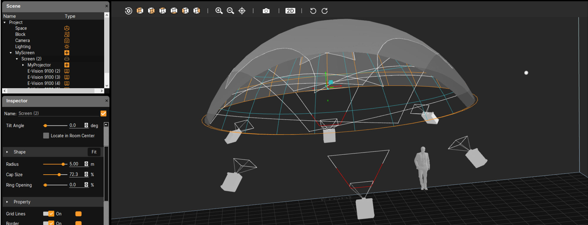 Projection Simulator Layout Assist