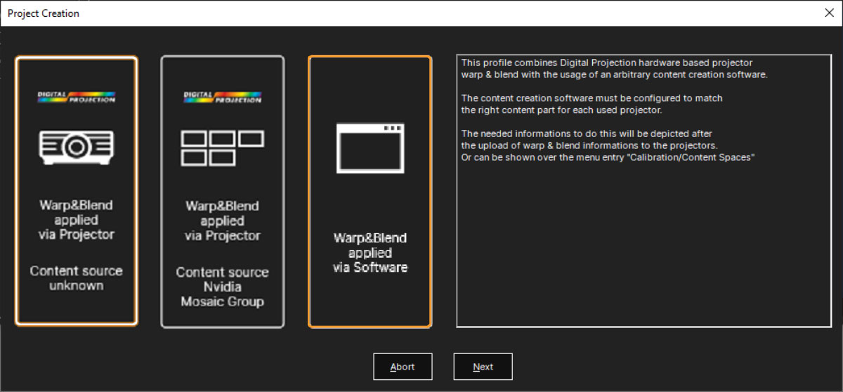 Warp and blend via software